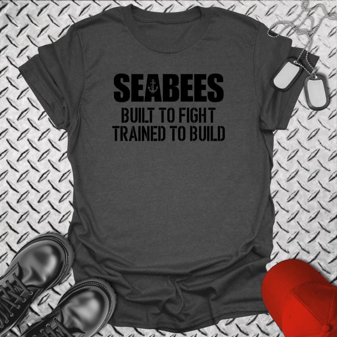 NavyHumor T-Shirt Dark Heather / S Seabees - Built to Fight T-shirt