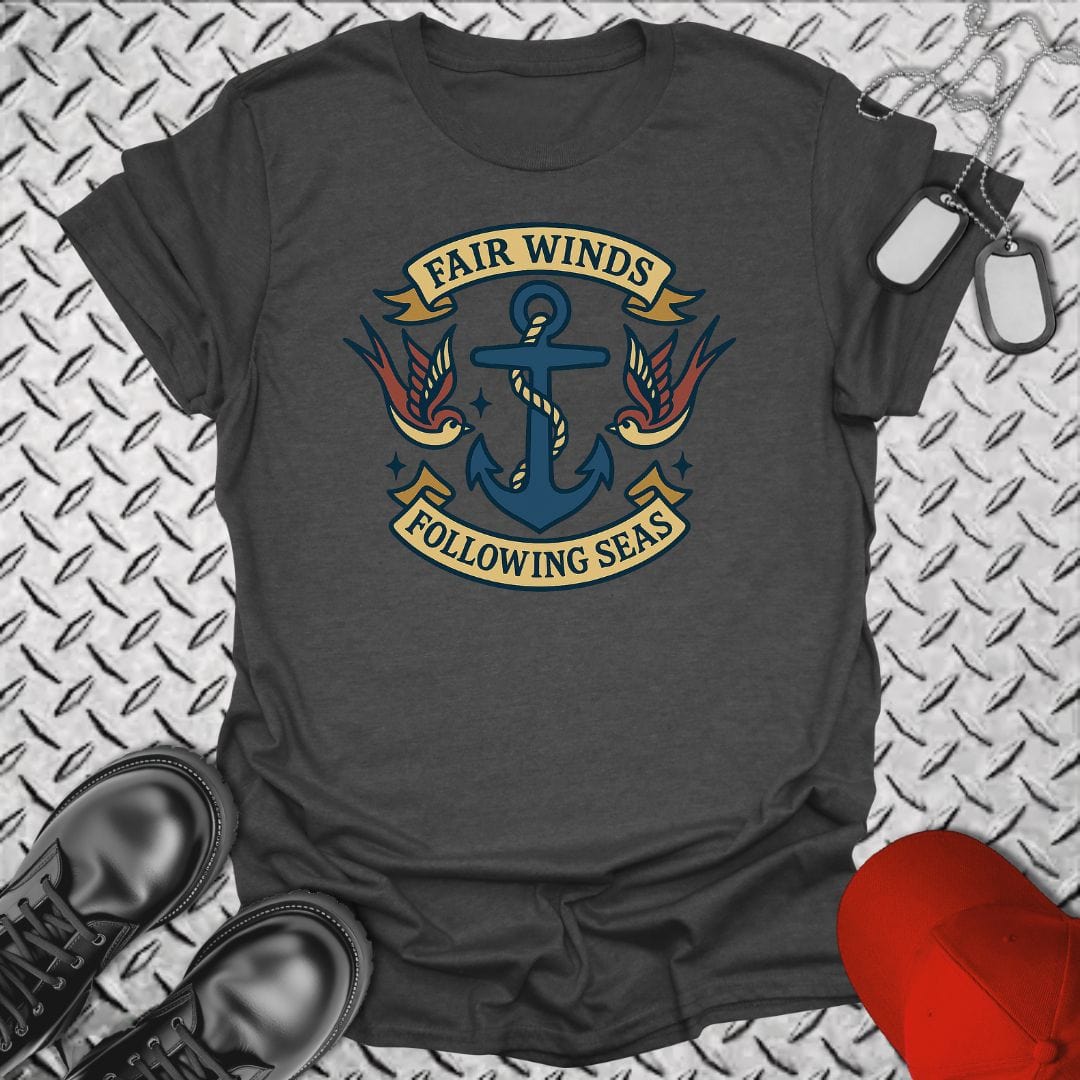 NavyHumor T-Shirt Dark Heather / S Tattoo - Fair Winds T-shirt
