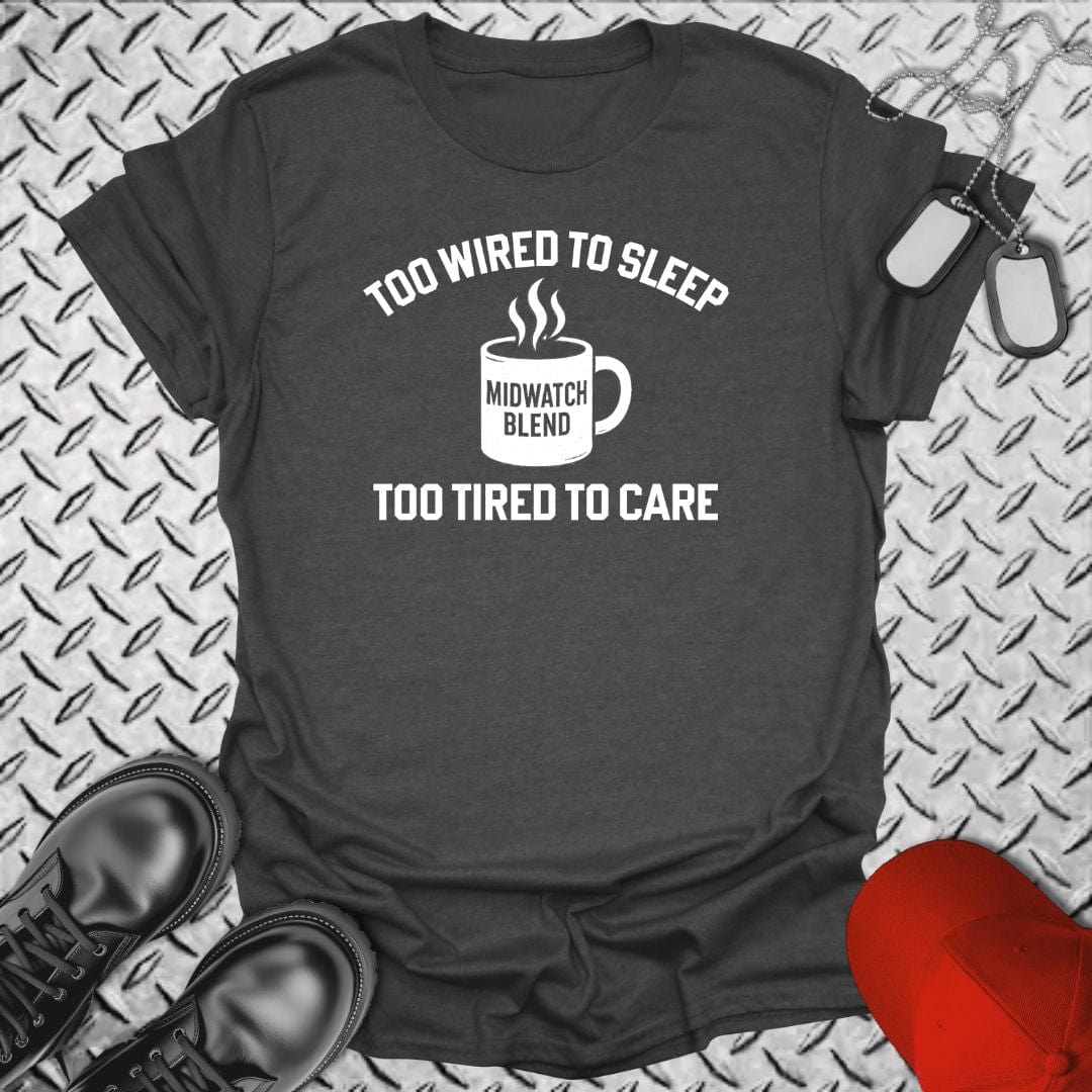 NavyHumor T-Shirt Dark Heather / S Too Tired to Care T-shirt