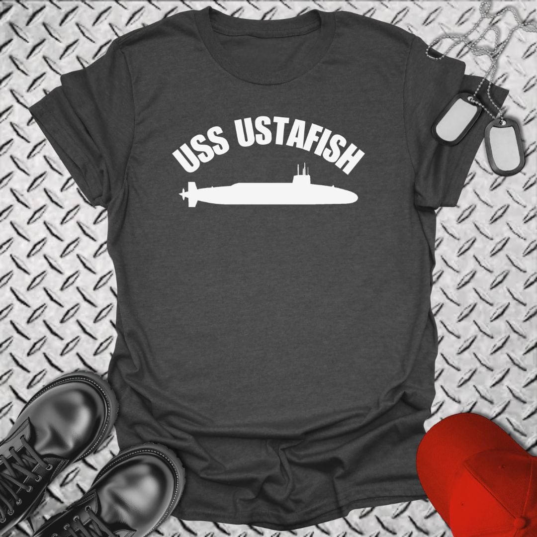 NavyHumor T-Shirt Dark Heather / S USS Ustafish (SSBN) T-shirt