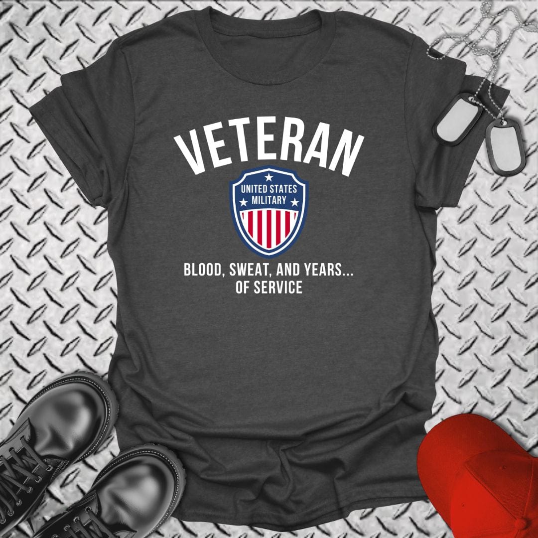 NavyHumor T-Shirt Dark Heather / S Veteran - Blood, Sweat, and Years T-shirt
