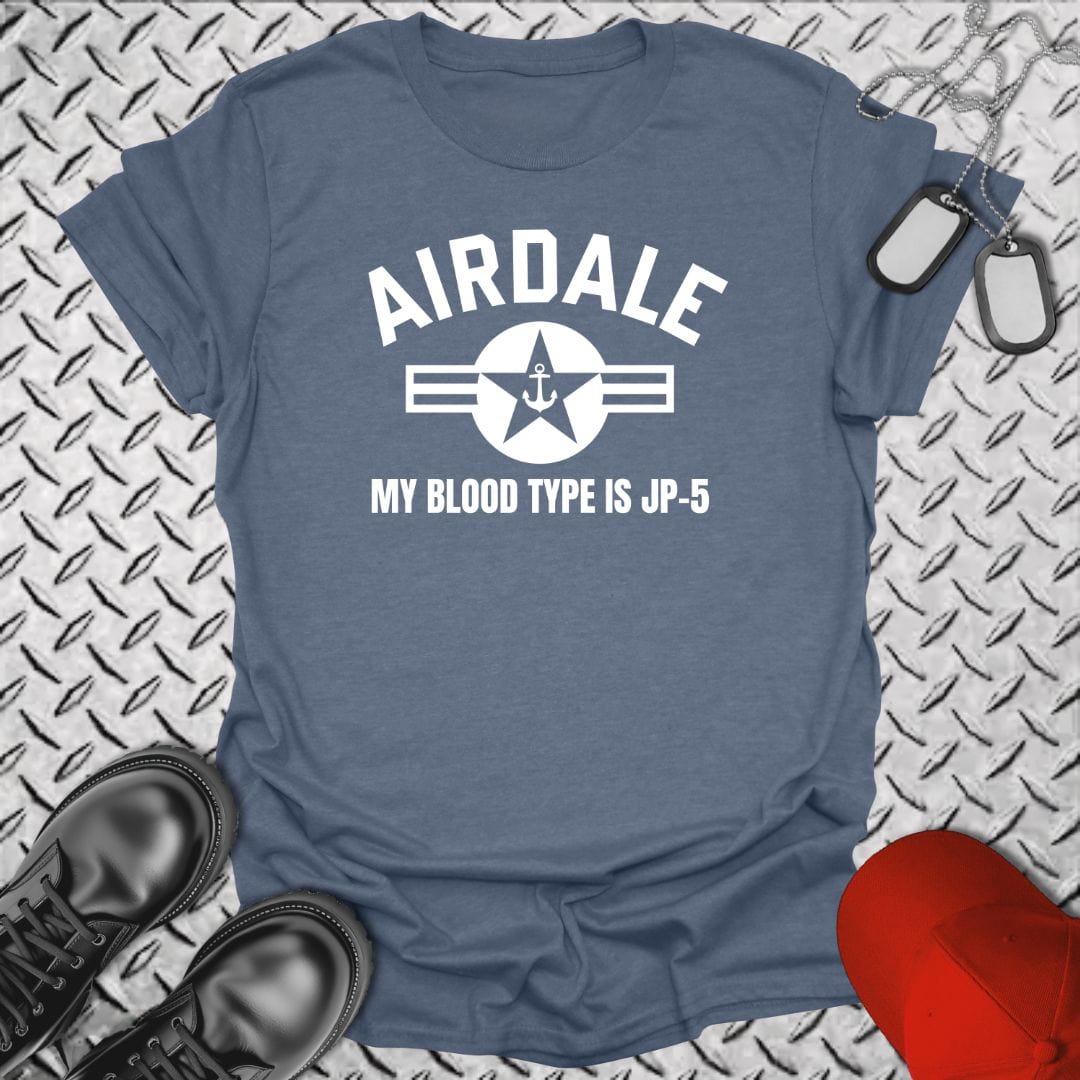 NavyHumor T-Shirt Heather Indigo / S Airdale - My Blood Type is JP-5 T-shirt
