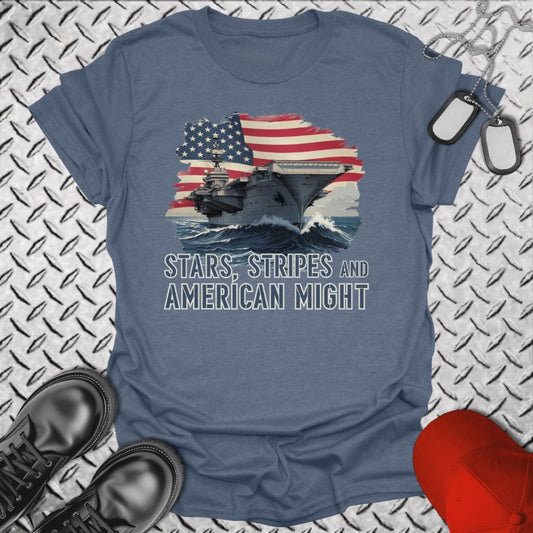 NavyHumor T-Shirt Heather Indigo / S American Might T-shirt