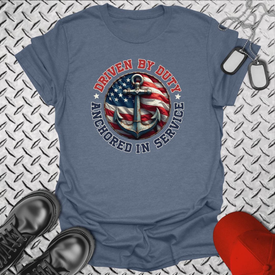 NavyHumor T-Shirt Heather Indigo / S Anchored In Service T-shirt