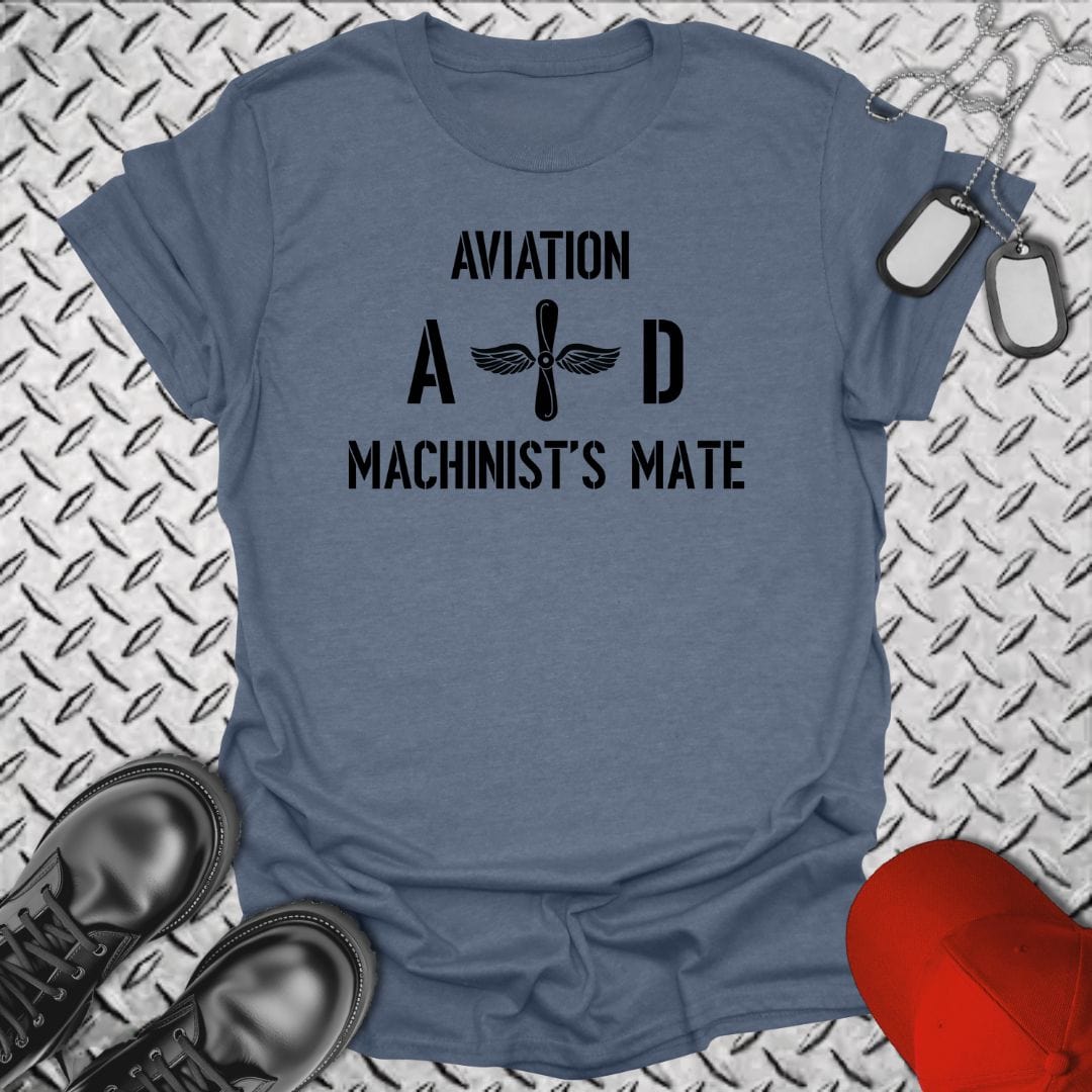 NavyHumor T-Shirt Heather Indigo / S Aviation Machinist's Mate (AD) Insignia T-shirt