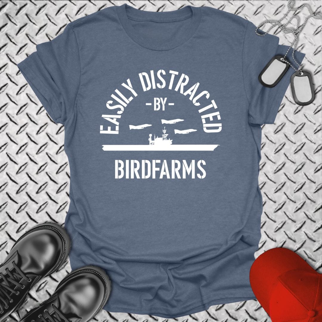 NavyHumor T-Shirt Heather Indigo / S Easily Distracted By Birdfarms T-shirt