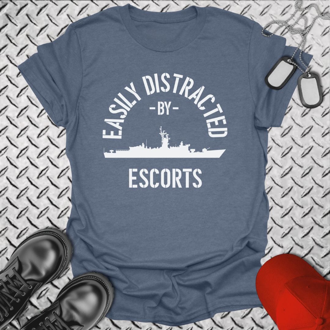 NavyHumor T-Shirt Heather Indigo / S Easily Distracted By Escorts T-shirt