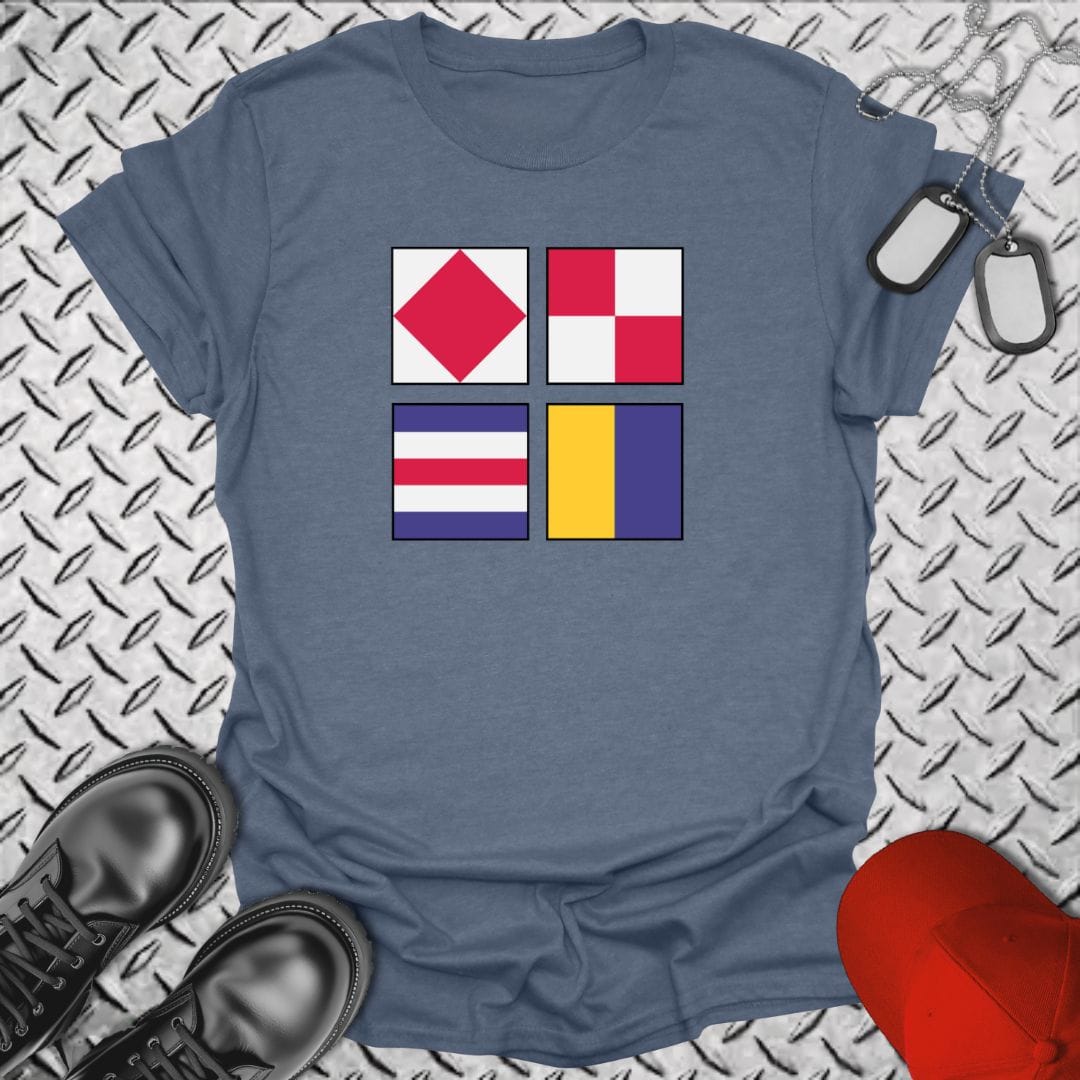 NavyHumor T-Shirt Heather Indigo / S F U C K Signal Flag