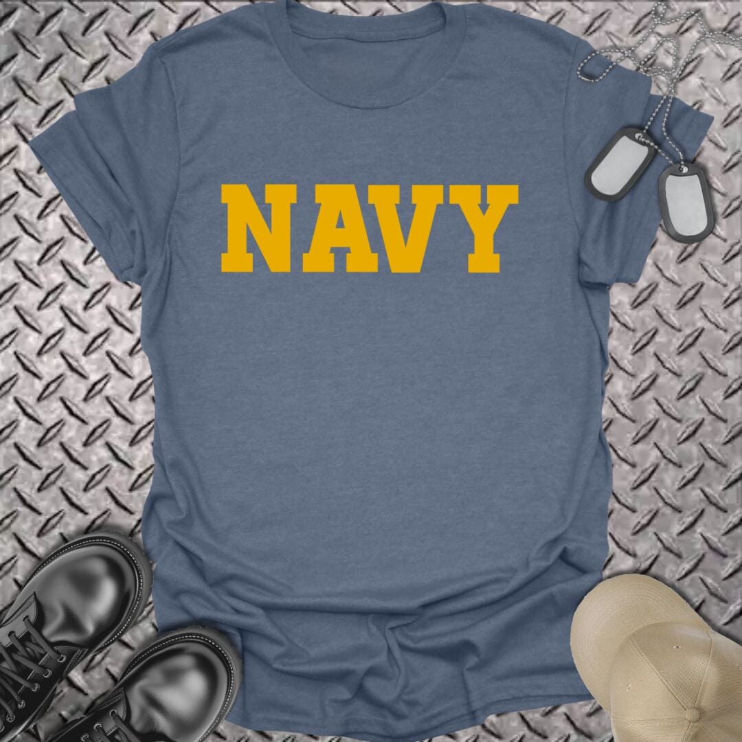 NavyHumor T-Shirt Heather Indigo / S Gold Navy T-shirt