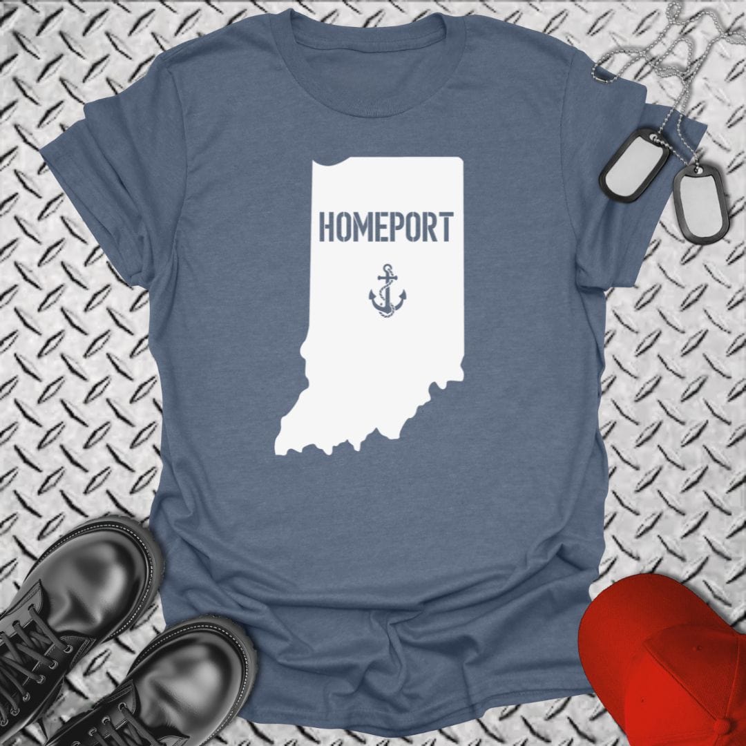NavyHumor T-Shirt Heather Indigo / S Homeport Indiana T-shirt