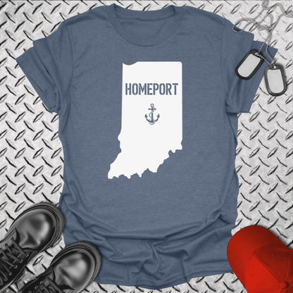 NavyHumor T-Shirt Heather Indigo / S Homeport Indiana T-shirt
