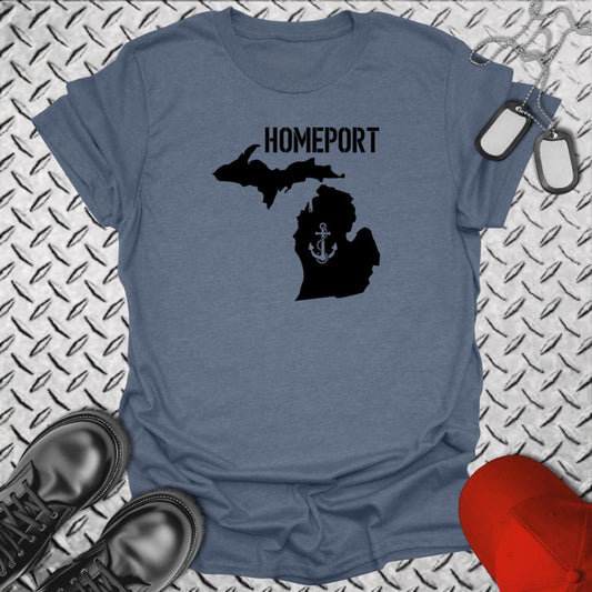 NavyHumor T-Shirt Heather Indigo / S Homeport Michigan T-shirt