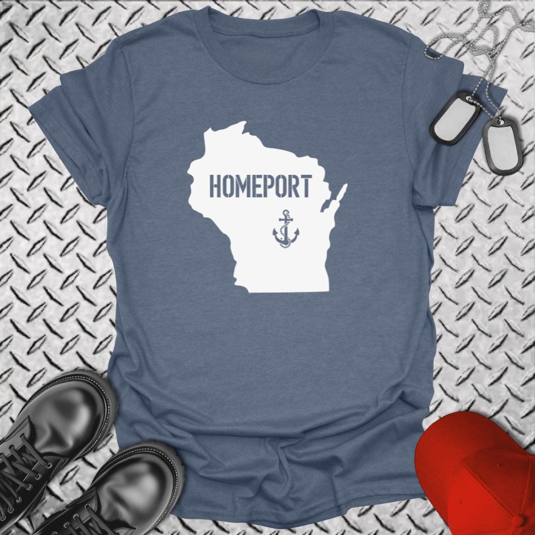 NavyHumor T-Shirt Heather Indigo / S Homeport Wisconsin T-shirt