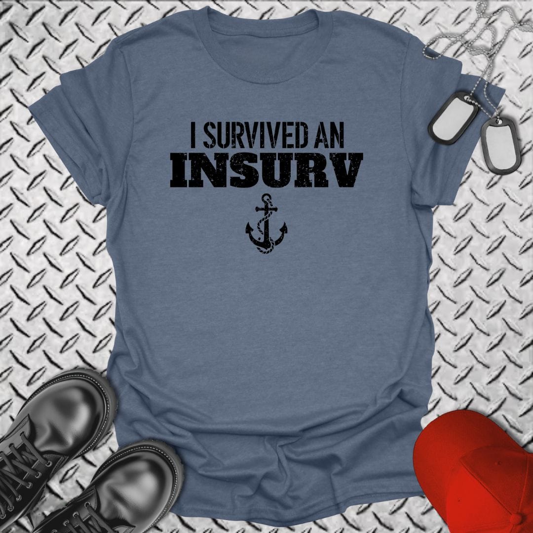 NavyHumor T-Shirt Heather Indigo / S I Survived an Insurv T-shirt