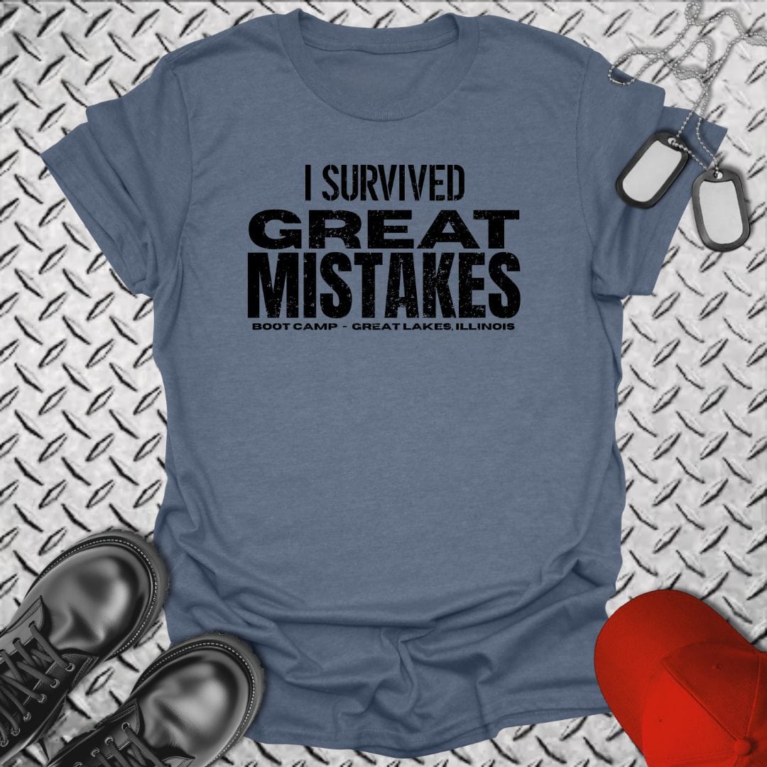 NavyHumor T-Shirt Heather Indigo / S I Survived Great Mistakes T-shirt