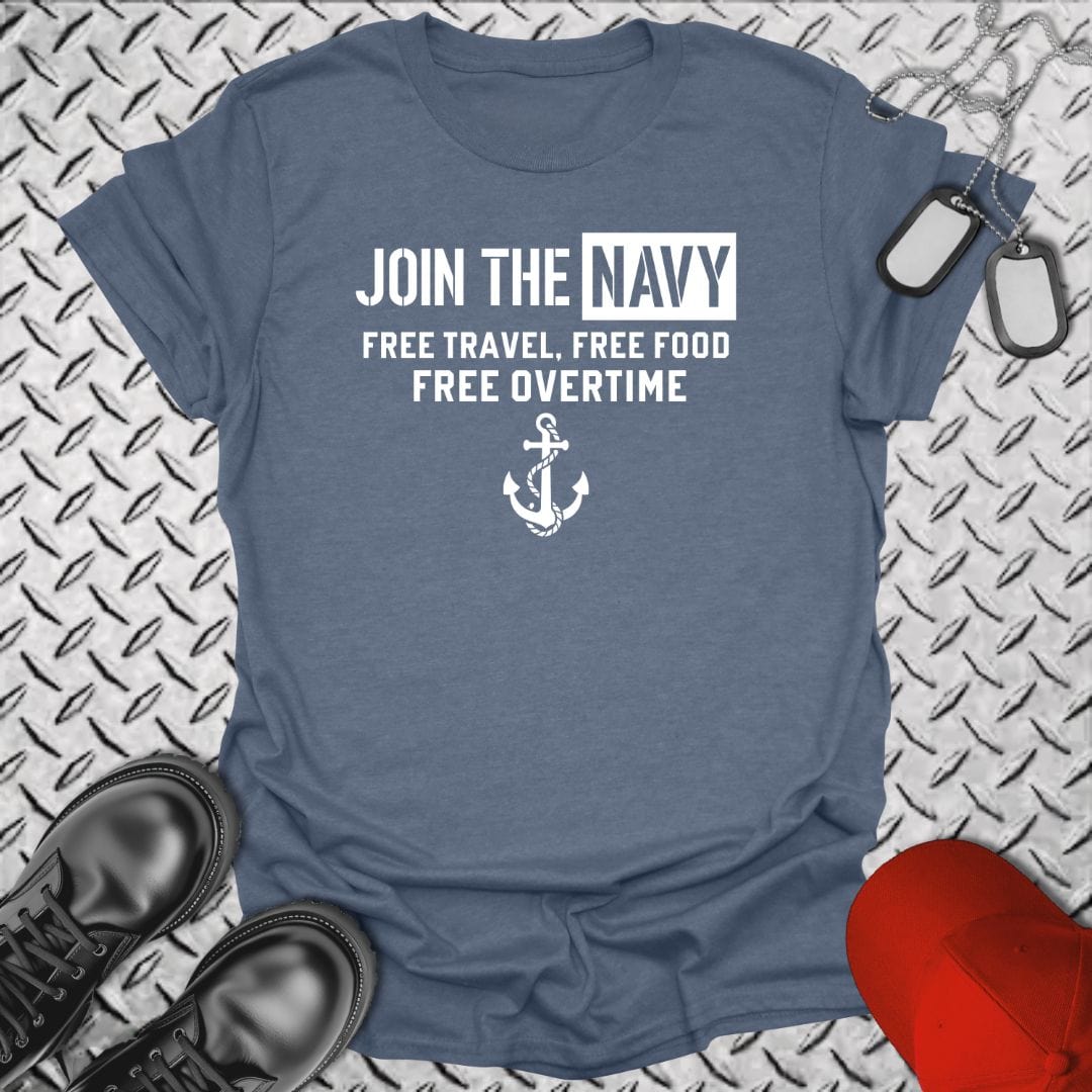 NavyHumor T-Shirt Heather Indigo / S Join The Navy - Free Overtime T-shirt