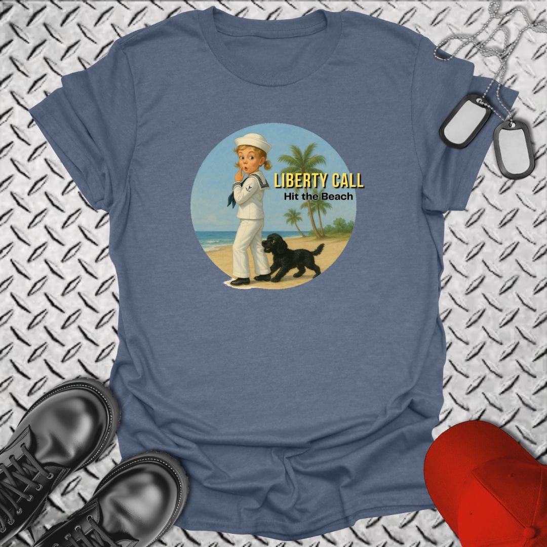 NavyHumor T-Shirt Heather Indigo / S Liberty Call - Hit the Beach T-shirt