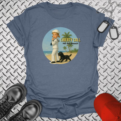 NavyHumor T-Shirt Heather Indigo / S Liberty Call - Hit the Beach T-shirt