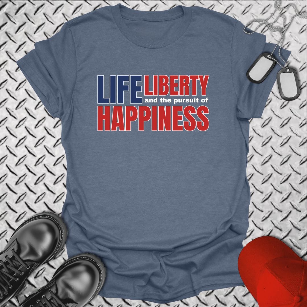 NavyHumor T-Shirt Heather Indigo / S Life, Liberty, Happiness T-shirt