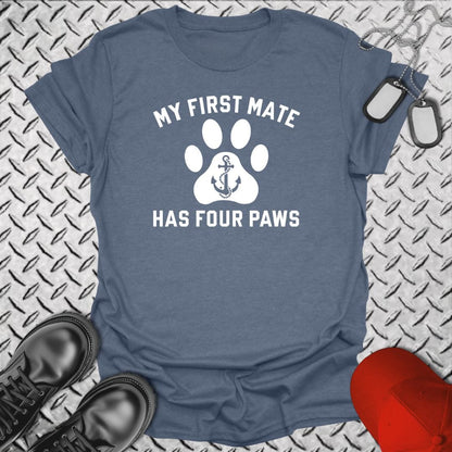 NavyHumor T-Shirt Heather Indigo / S My First Mate Has 4 Paws T-shirt