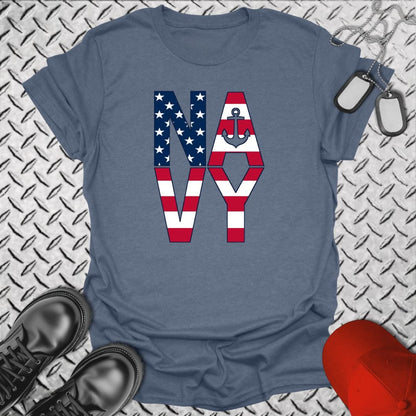 NavyHumor T-Shirt Heather Indigo / S Navy - Bold Flag T-shirt