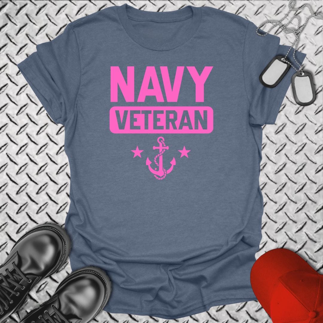 NavyHumor T-Shirt Heather Indigo / S Navy Veteran (Pink Edition)  T-shirt