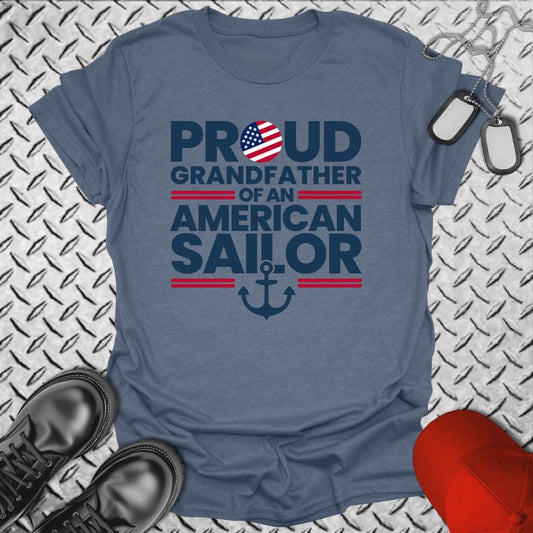 NavyHumor T-Shirt Heather Indigo / S Proud Grandfather of an American Sailor T-shirt