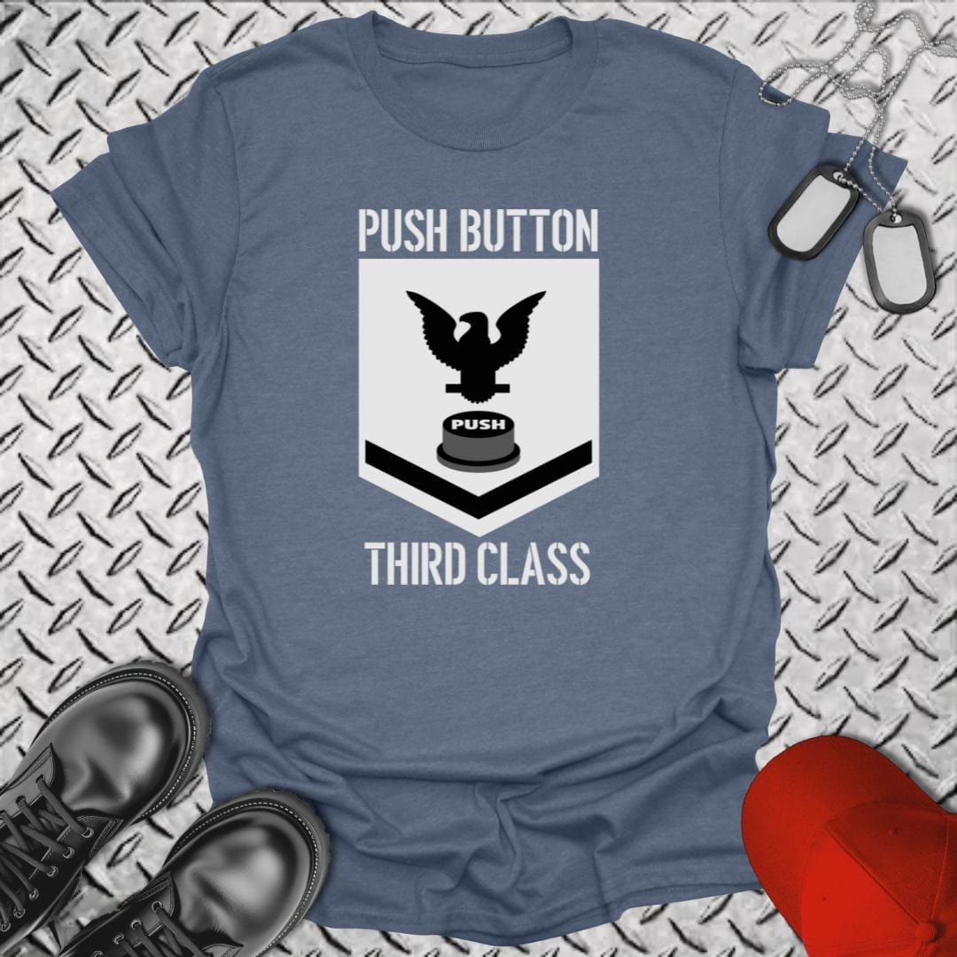 NavyHumor T-Shirt Heather Indigo / S Push Button Third Class PB3 T-shirt