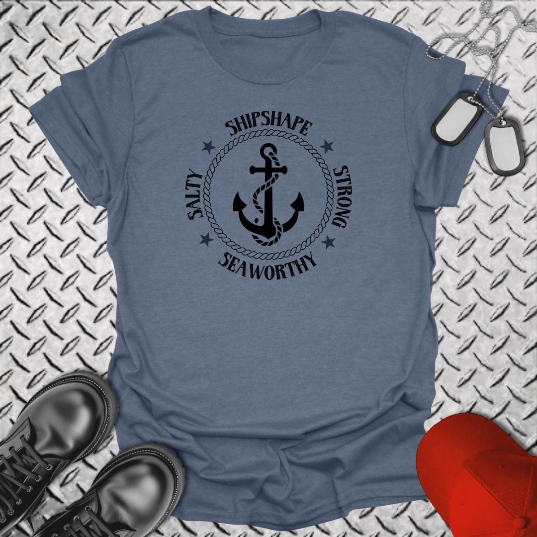 NavyHumor T-Shirt Heather Indigo / S Salty, Shipshape, Strong, Seaworthy T-shirt