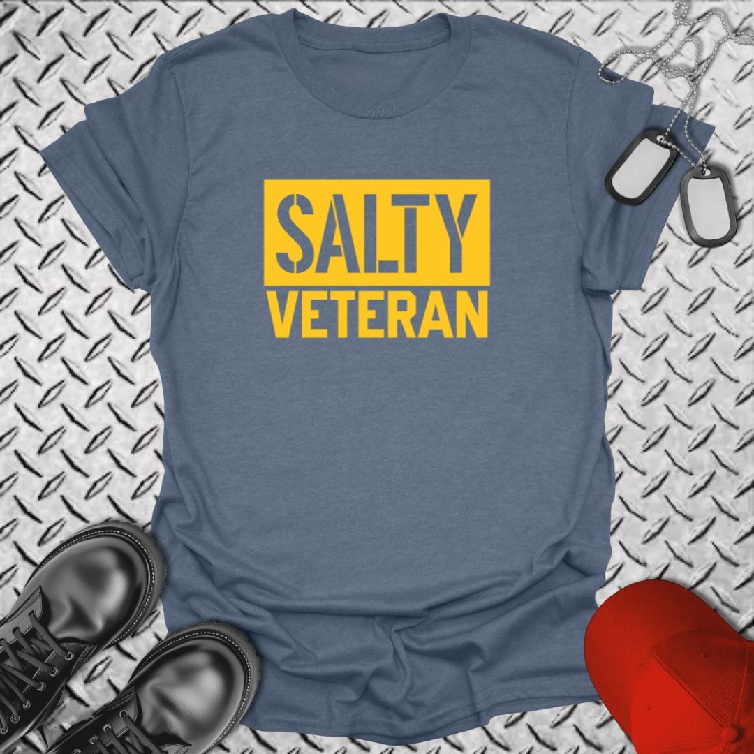 NavyHumor T-Shirt Heather Indigo / S Salty Veteran - Block Style