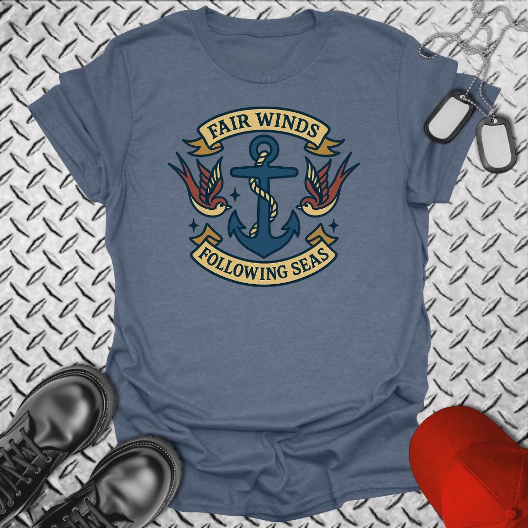 NavyHumor T-Shirt Heather Indigo / S Tattoo - Fair Winds T-shirt