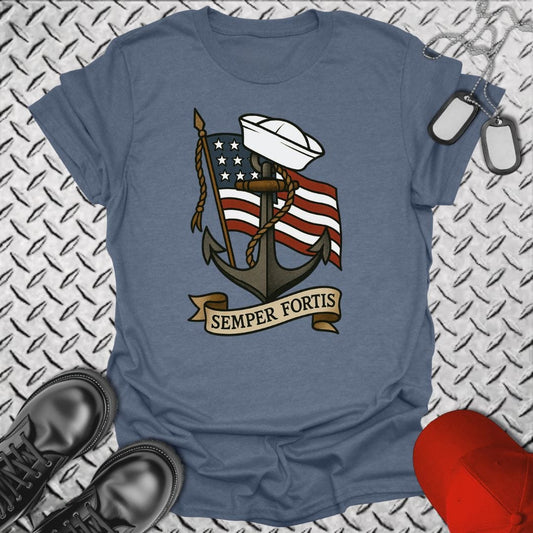 NavyHumor T-Shirt Heather Indigo / S Tattoo - Semper Fortis T-shirt
