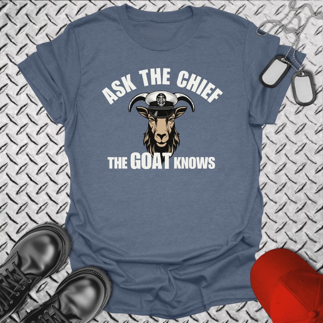 NavyHumor T-Shirt Heather Indigo / S The Goat Knows - Ask the Chief T-shirt