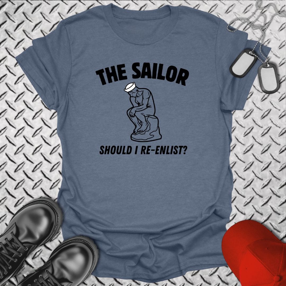 NavyHumor T-Shirt Heather Indigo / S The (Sailor) Thinker T-shirt