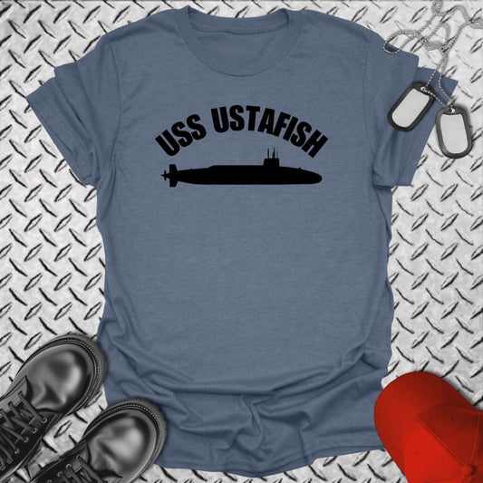 NavyHumor T-Shirt Heather Indigo / S USS Ustafish (SSBN) T-shirt
