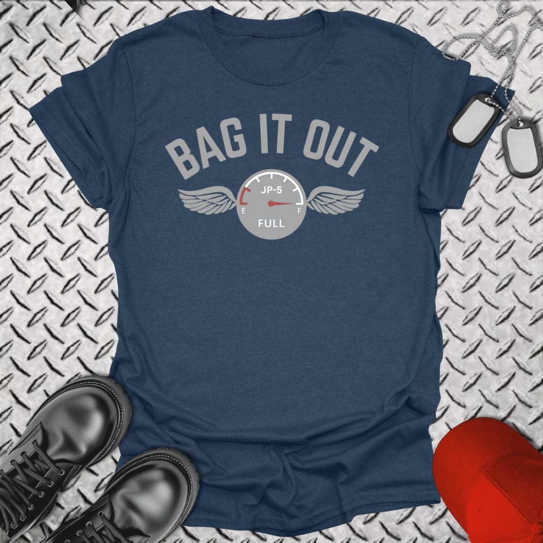 NavyHumor T-Shirt Heather Navy / S Bag It Out: JP-5  T-shirt