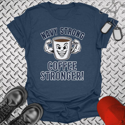 NavyHumor T-Shirt Heather Navy / S Coffee Stronger! T-shirt