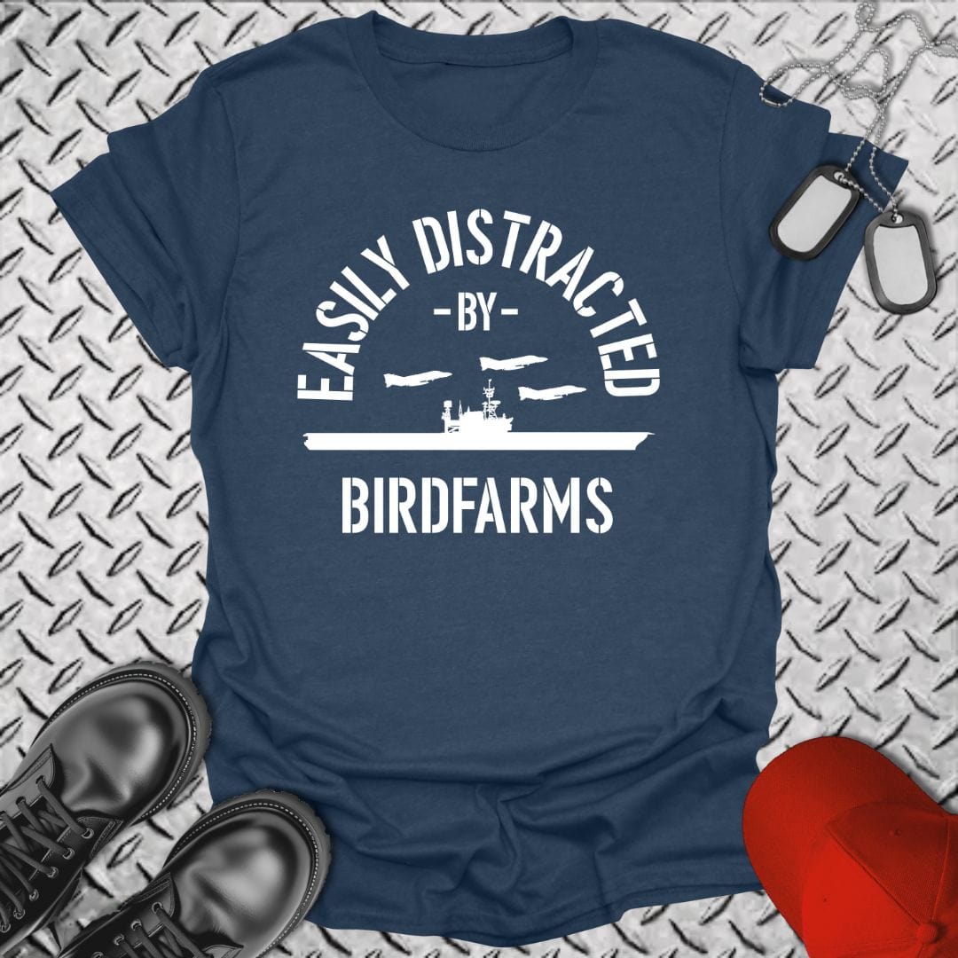 NavyHumor T-Shirt Heather Navy / S Easily Distracted By Birdfarms T-shirt