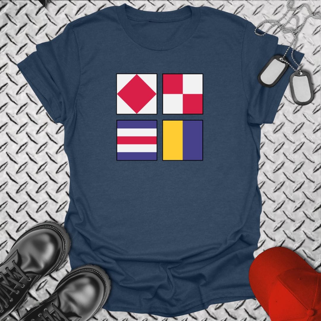 NavyHumor T-Shirt Heather Navy / S F U C K Signal Flag