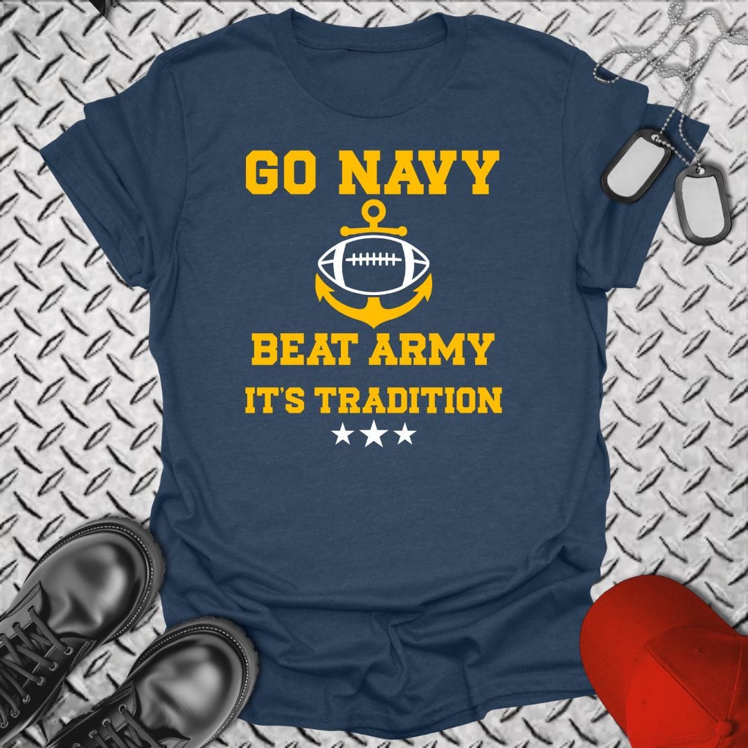 NavyHumor T-Shirt Heather Navy / S Go Navy Beat Army - It's Tradition T-shirt
