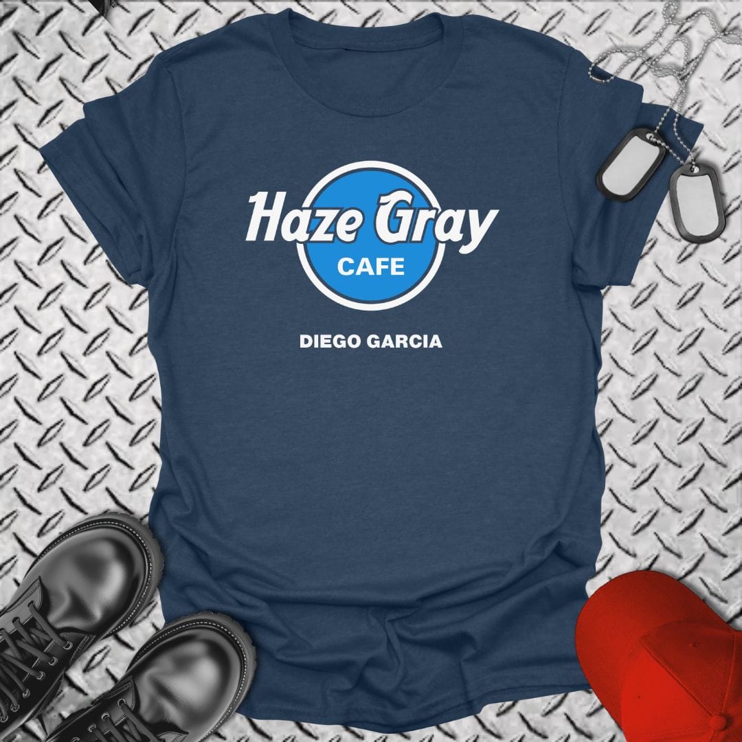 NavyHumor T-Shirt Heather Navy / S Haze Gray Cafe - Diego Garcia T-shirt