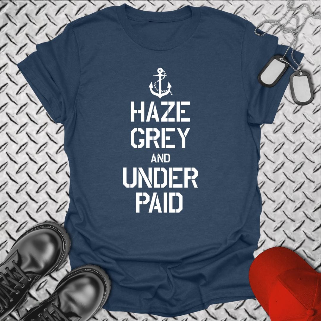 NavyHumor T-Shirt Heather Navy / S Haze Grey & Under Paid T-shirt