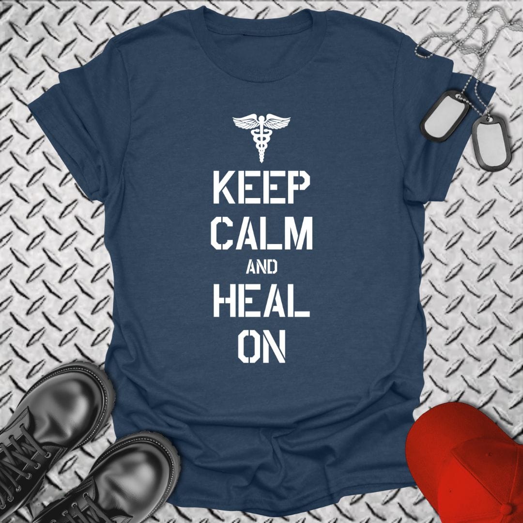 NavyHumor T-Shirt Heather Navy / S HC - Keep Calm & Heal On T-shirt