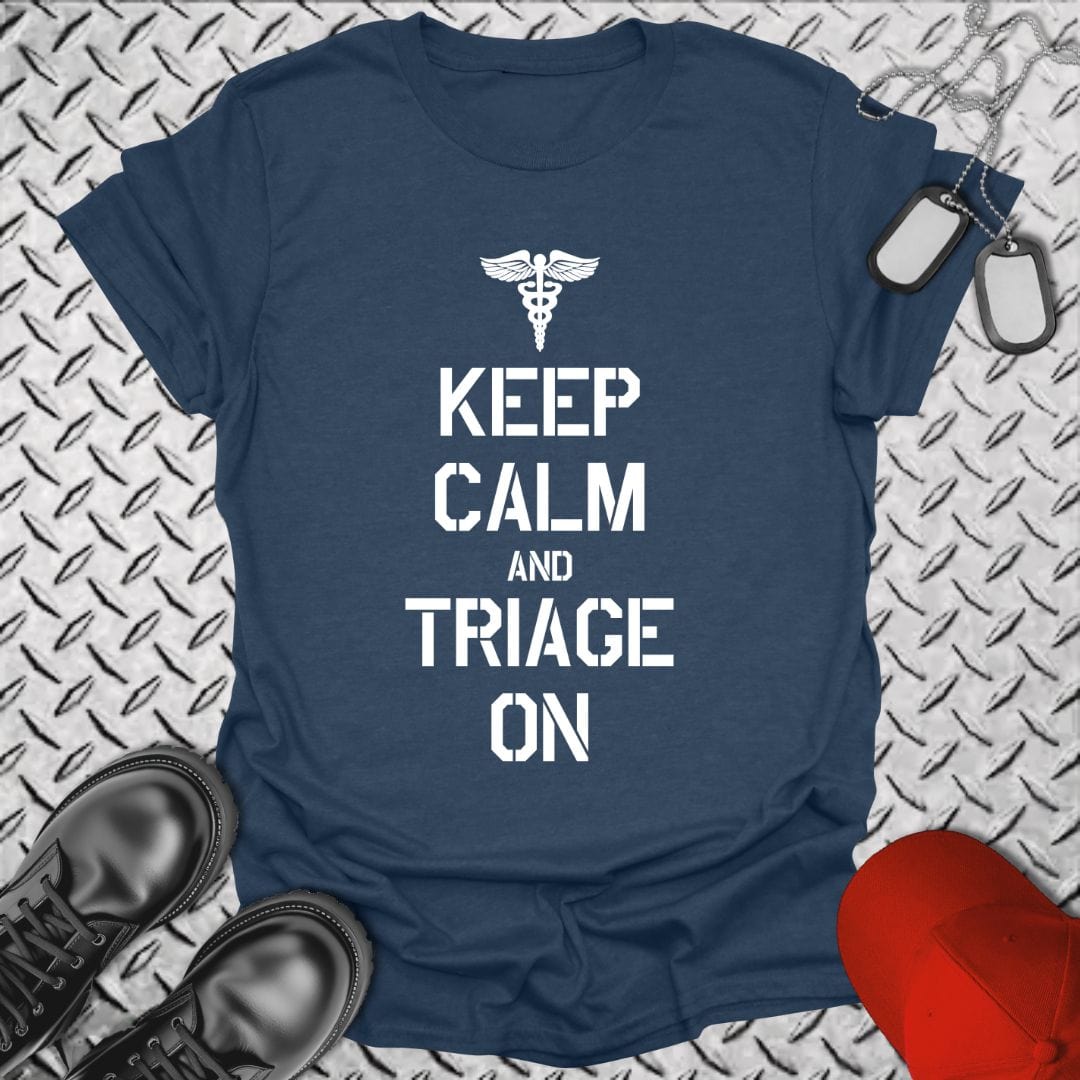 NavyHumor T-Shirt Heather Navy / S HC - Keep Calm & Triage On T-shirt