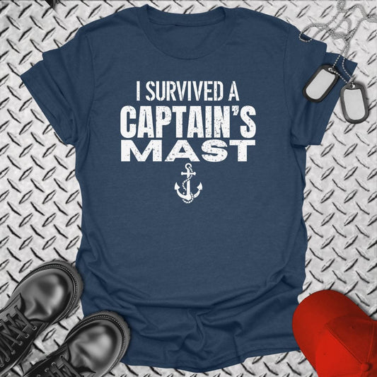 NavyHumor T-Shirt Heather Navy / S I Survived a Captain's Mast T-shirt