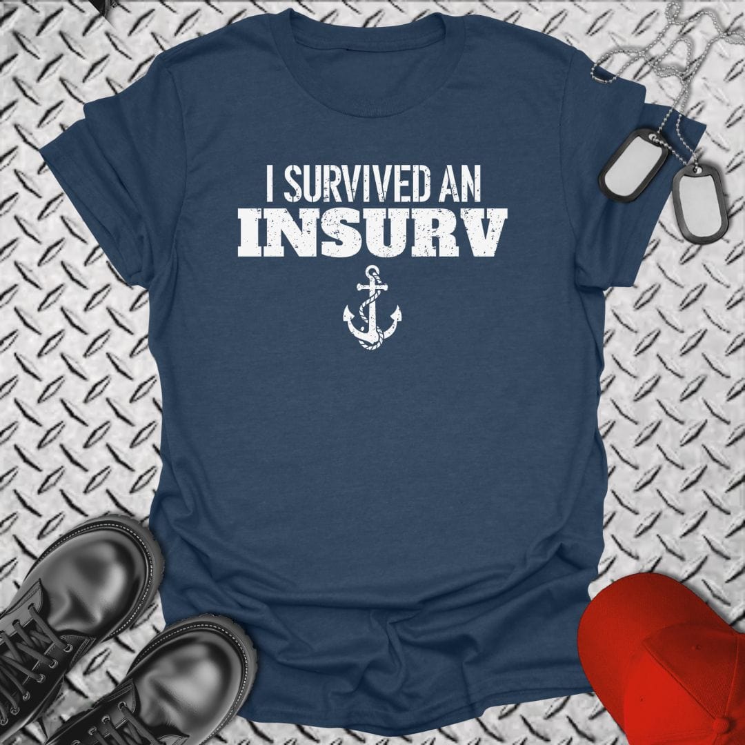 NavyHumor T-Shirt Heather Navy / S I Survived an Insurv T-shirt