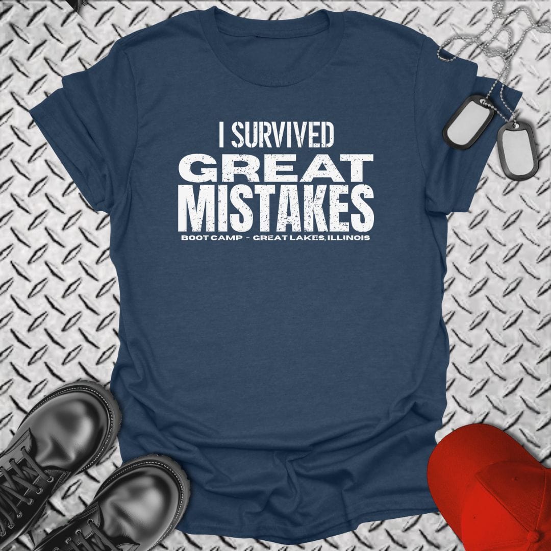 NavyHumor T-Shirt Heather Navy / S I Survived Great Mistakes T-shirt