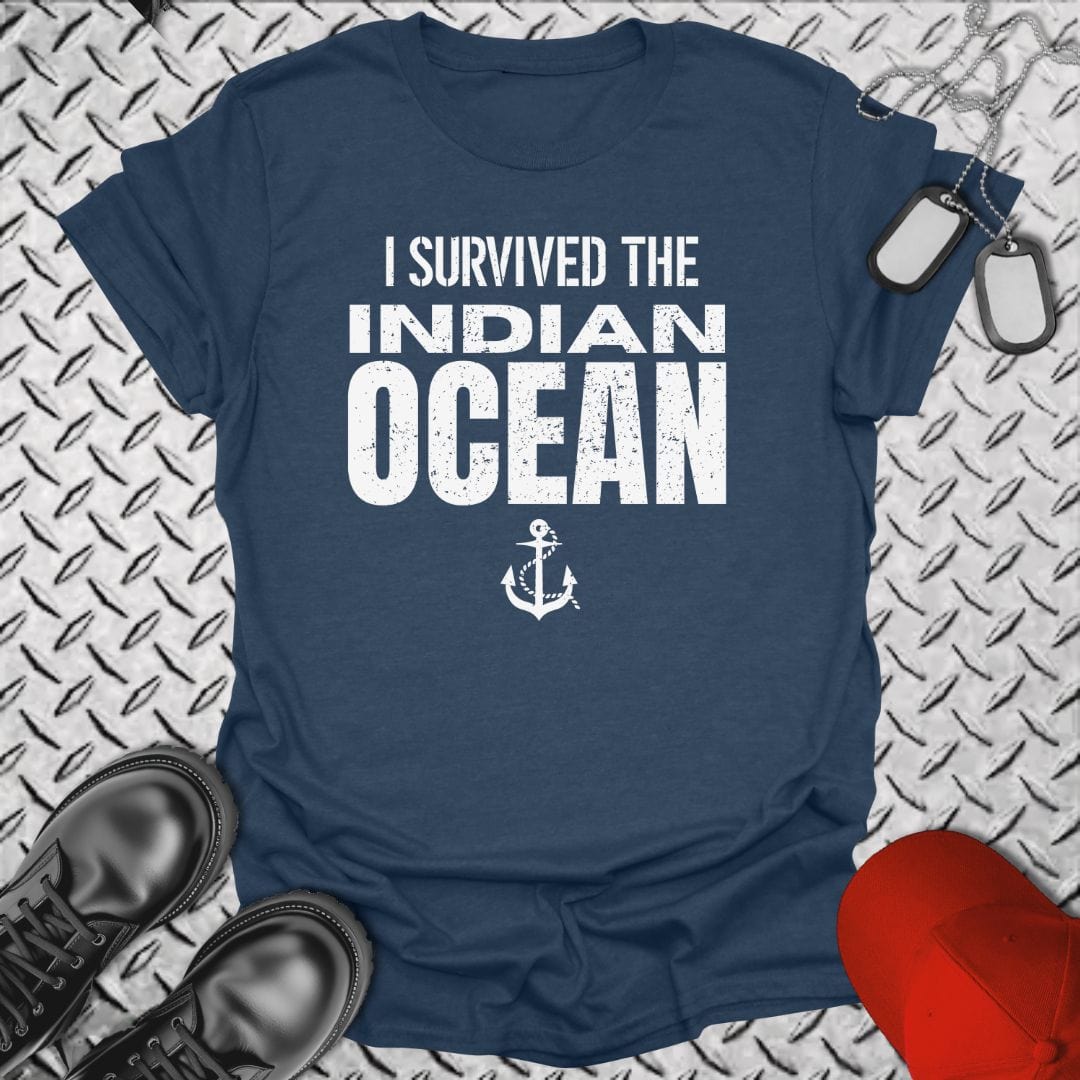 NavyHumor T-Shirt Heather Navy / S I Survived the Indian Ocean T-shirt