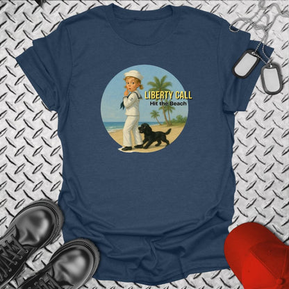 NavyHumor T-Shirt Heather Navy / S Liberty Call - Hit the Beach T-shirt