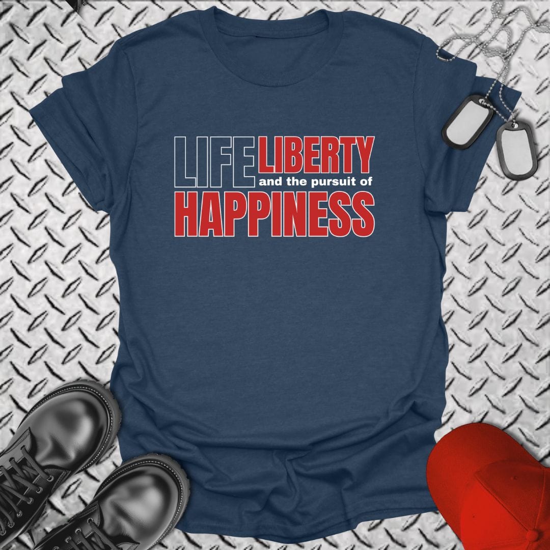NavyHumor T-Shirt Heather Navy / S Life, Liberty, Happiness T-shirt